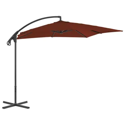 The Living Store Nihajni senčnik z jeklenim drogom 250x250 cm terakota - Previsni Senčnik