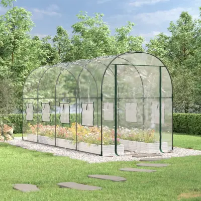 The Living Store Rastlinjak prozoren 160x400x190 cm PVC in prašno lakirano jeklo - Rastlinjak