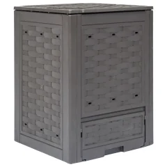 The Living Store Vrtni kompostnik rjav 60x60x83 cm 300 L plastični ratan - Vrtni Kompostnik