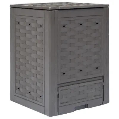 The Living Store Vrtni kompostnik rjav 60x60x83 cm 300 L plastični ratan - Vrtni Kompostnik