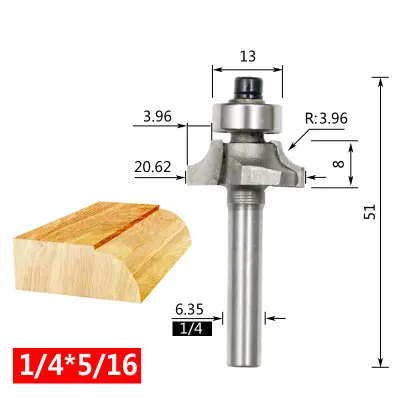 Rezkalni nastavek 1/4"x1/4" (polmer 3,17 mm) - rezkalni nastavek za obdelavo lesa Silver