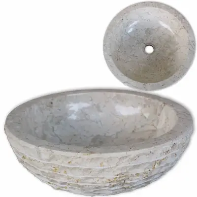 The Living Store Umivalnik marmor 40 cm krem - Umivalnik