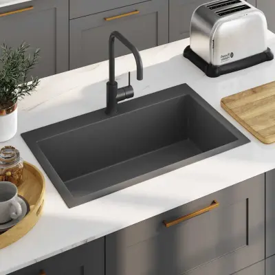 The Living Store Ročno izdelano kuhinjsko pomivalno korito črno nerjaveče jeklo - Kuhinjsko Korito