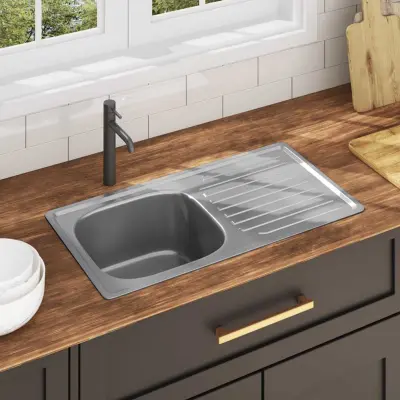 The Living Store Kuhinjsko pomivalno korito s cedilom in sifonom nerjaveče jeklo - Kuhinjsko Korito