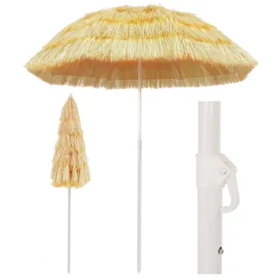 The Living Store Senčnik za na plažo 180 cm naravne barve havajski stil - Senčnik Za Na Plažo