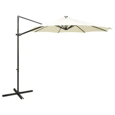 The Living Store Vrtni senčnik z LED lučkami peščen 300 cm - Previsni Senčnik