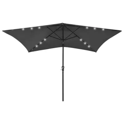 The Living Store Senčnik z LED lučkami jeklo antraciten 2x3 m - Senčnik