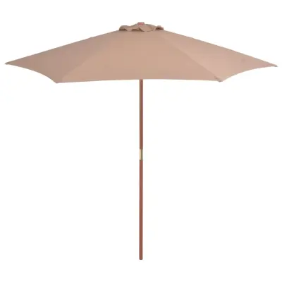 The Living Store Zunanji senčnik z lesenim drogom 270 cm taupe - Senčnik