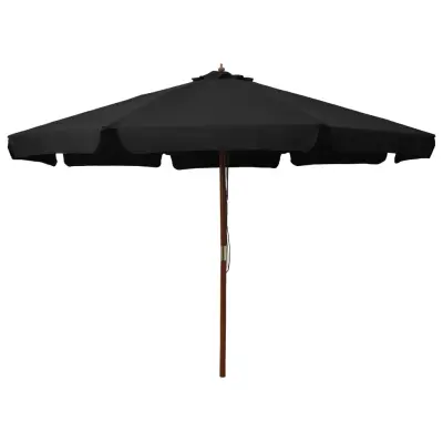 The Living Store Zunanji senčnik z lesenim drogom 330 cm črn - Senčnik