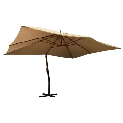The Living Store Previsni senčnik z lesenim drogom 400x300 cm taupe - Previsni Senčnik