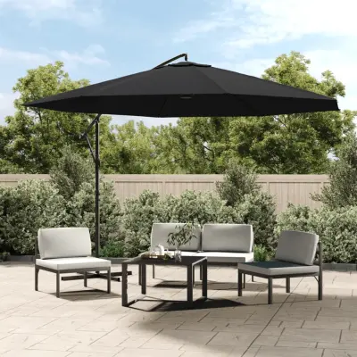 The Living Store Previsni senčnik z aluminijastim drogom 350 cm črn - Previsni Senčnik