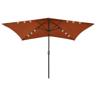 The Living Store Senčnik z LED lučkami jeklo terakota 2x3 m - Senčnik