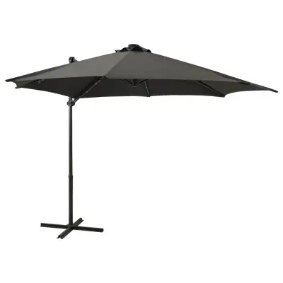The Living Store Vrtni senčnik z LED lučkami antraciten 300 cm - Previsni Senčnik