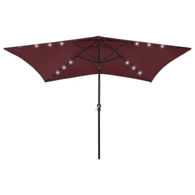 The Living Store Senčnik z LED lučkami bordo rdeč 2x3 m - Senčnik