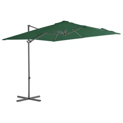 The Living Store Previsni senčnik z jeklenim drogom 250x250 cm zelen - Previsni Senčnik