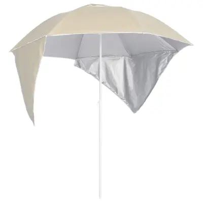The Living Store Senčnik za na plažo s stranicami peščen 215 cm - Senčnik Za Na Plažo