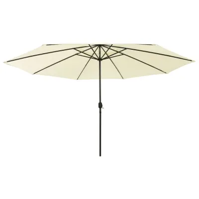 The Living Store Zunanji senčnik z LED lučkami 400 cm peščen - Vrtni Dežnik