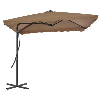 The Living Store Zunanji senčnik z jeklenim drogom 250x250 cm taupe - Senčnik