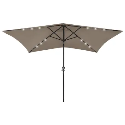 The Living Store Senčnik z LED lučkami jeklo taupe 2x3 m - Senčnik