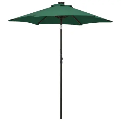 The Living Store Senčnik z LED lučkami zelen 200x211 cm aluminij - Senčnik