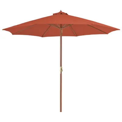 The Living Store Zunanji senčnik z lesenim drogom 300 cm terakota - Senčnik
