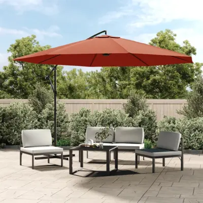 The Living Store Previsni senčnik z aluminijastim drogom 350 cm terakota - Previsni Senčnik
