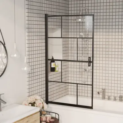 The Living Store Tuš kabina ESG 80x140 cm črna - Pregrada Za Tuš