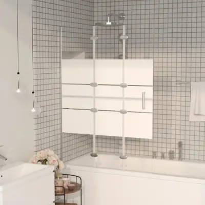 The Living Store Zložljiva tuš kabina ESG 100x140 cm bela - Zložljiva Tuš Kabina