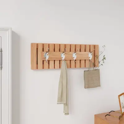 The Living Store Stenski obešalnik 42x8,5x14 cm trdna orehovina - Stenski Obešalnik