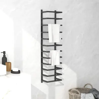 The Living Store Stojalo za brisače črno 24x12x96 cm jeklo - Stojalo Za Brisače