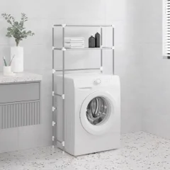 The Living Store 2-nadstropni regal za nad pralni stroj siv 69x28x143 cm železo - Regal Za Shranjevanje