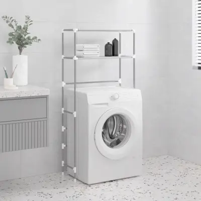 The Living Store 2-nadstropni regal za nad pralni stroj siv 69x28x143 cm železo - Regal Za Shranjevanje