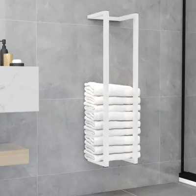 The Living Store Stojalo za brisače belo 25x20x95 cm jeklo - Stojalo Za Brisače