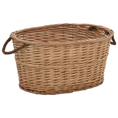 The Living Store Košara za drva z ročaji za prenašanje 56x40x28 cm naravna vrba - Košara Za Drva