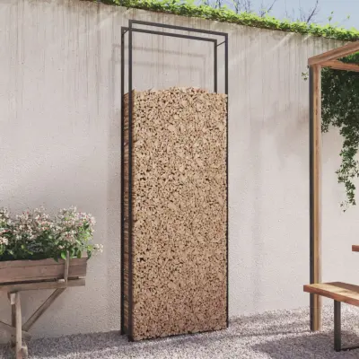 The Living Store Stojalo za drva mat črno 110x28x312 cm jeklo - Stojalo Za Drva