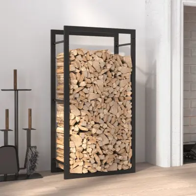 The Living Store Stojalo za drva mat črno 50x28x94 cm jeklo - Stojalo Za Drva