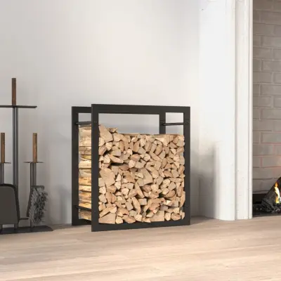 The Living Store Stojalo za drva mat črno 50x28x56 cm jeklo - Stojalo Za Drva