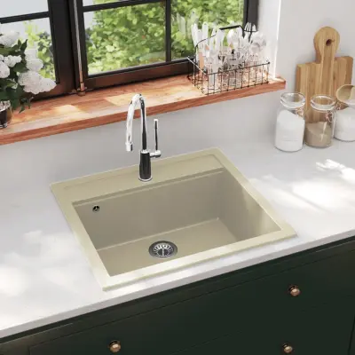 The Living Store Enojno kuhinjsko pomivalno korito iz granita bež - Kuhinjsko Korito