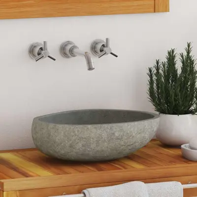 The Living Store Umivalnik iz rečnega kamna ovalen (29-38)x(24-31) cm - Umivalnik