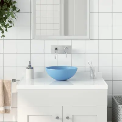 The Living Store Kopalniški umivalnik keramičen svetlo moder okrogel - Kopalniški Umivalnik