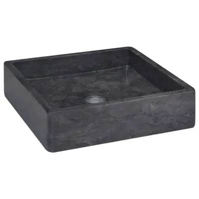 The Living Store Umivalnik črn 40x40x10 cm marmor - Umivalnik