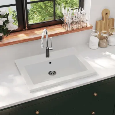 The Living Store Granitni umivalnik 600x450x120 mm bel - Umivalnik