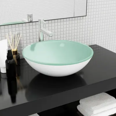 The Living Store Umivalnik kaljeno steklo 42x14 cm bel - Umivalnik