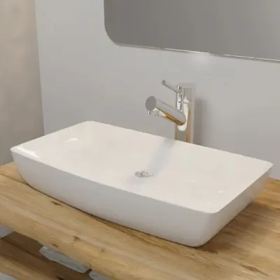 Pravokotni umivalnik bele barve dimenzije 71 x 39 cm - Umivalnik