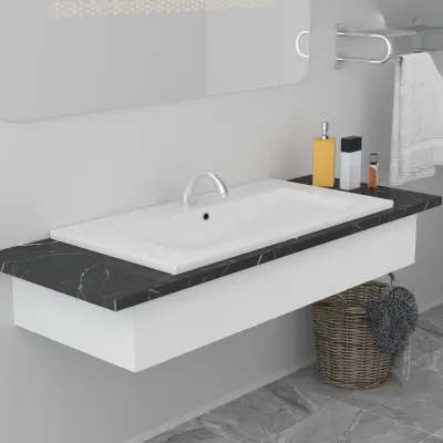 The Living Store Vgradni umivalnik 91x39,5x18,5 cm keramičen bel - Umivalnik