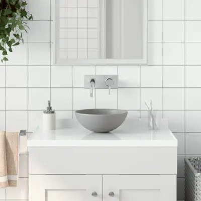 The Living Store Kopalniški umivalnik keramičen svetlo siv okrogel - Kopalniški Umivalnik