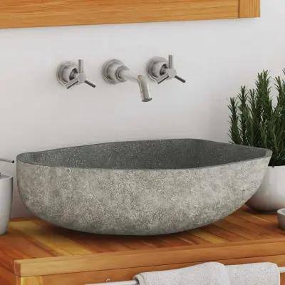 The Living Store Umivalnik iz rečnega kamna ovalen (45-53)x(34-41) cm - Umivalnik