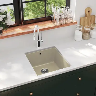 The Living Store Enojno kuhinjsko pomivalno korito iz granita bež - Kuhinjsko Korito