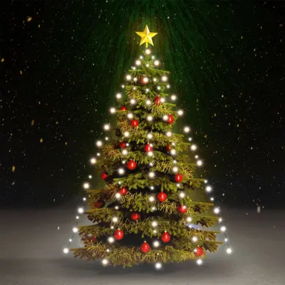 The Living Store Lučke za novoletno jelko 210 LED lučk hladno bele 210 cm - Lučke Za Novoletno Jelko