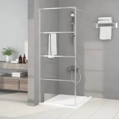 The Living Store Pregrada za tuš srebrna 80x195 cm prozorno ESG steklo - Tuš Stena